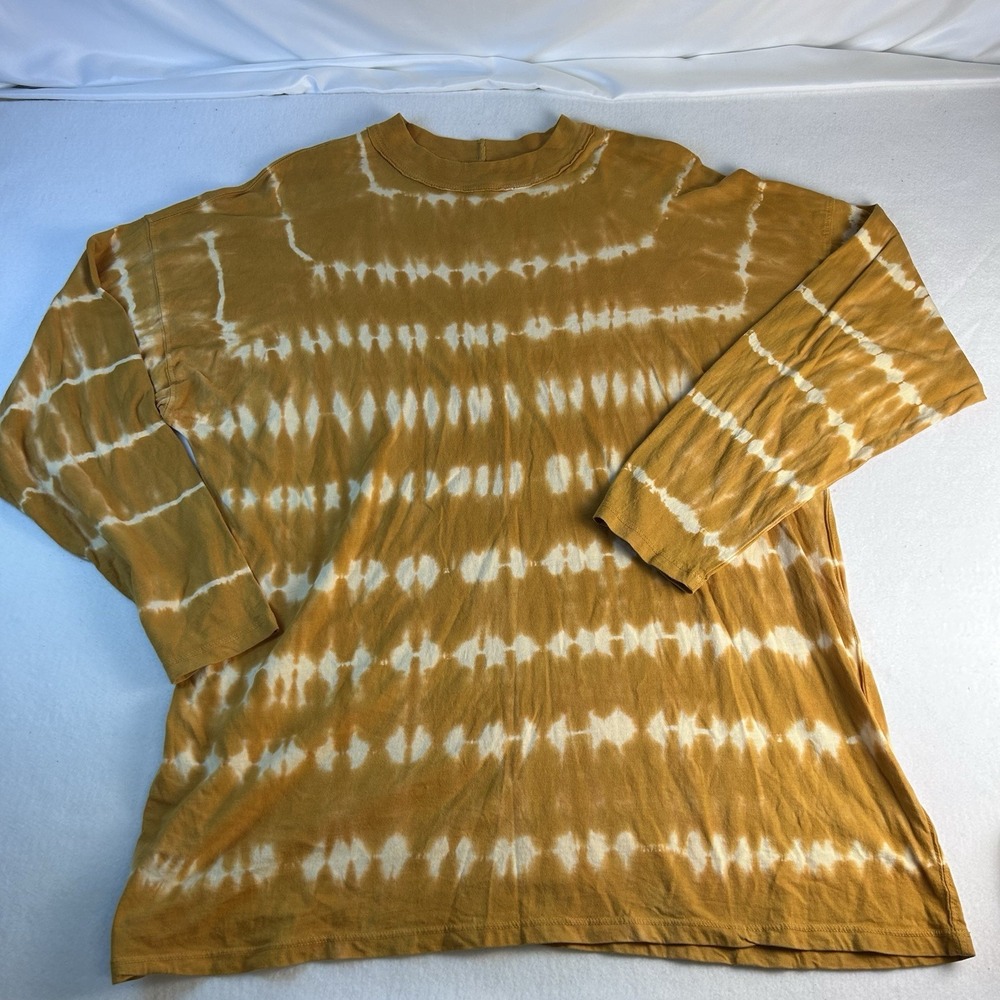 We The Free by Free People Tie Dye Long Sleeve Mock Neck Top Mustard L